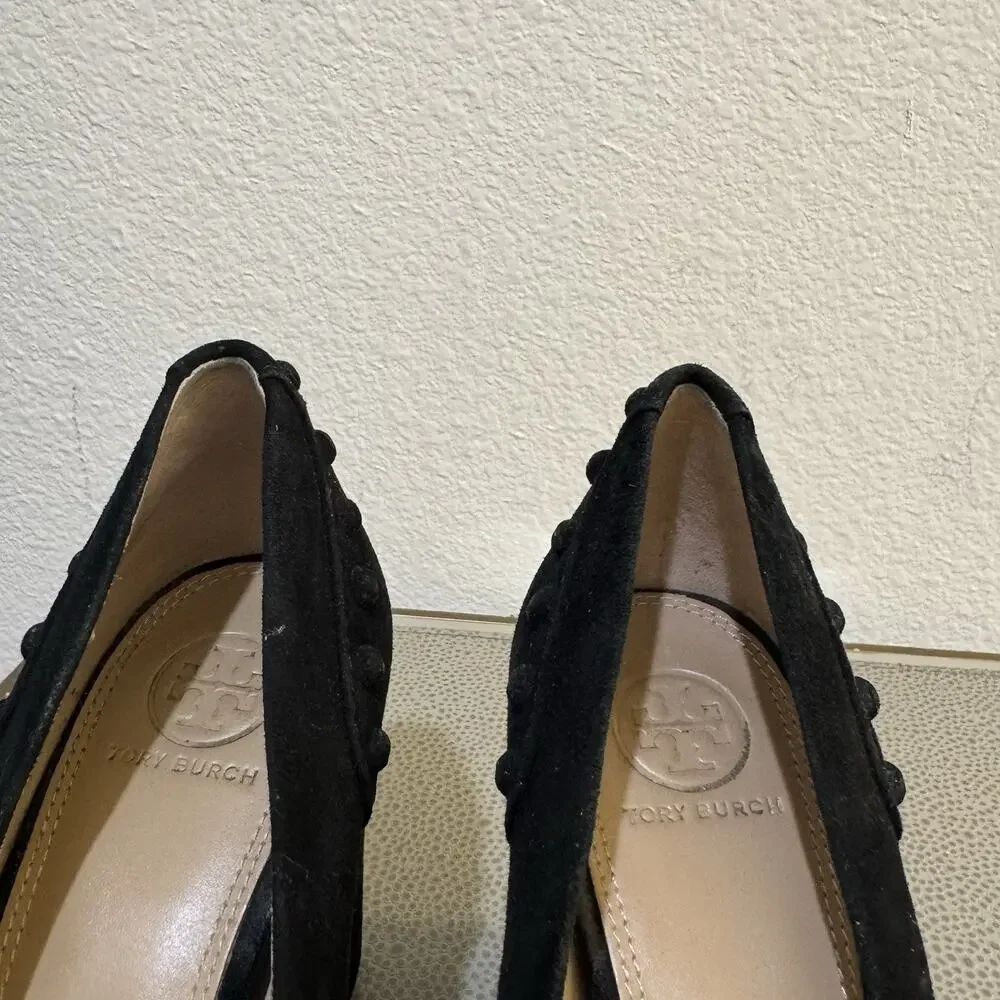 Tory Burch Z4149 Black Colt 85mm Soho Suede Pump Sz 8.5 M